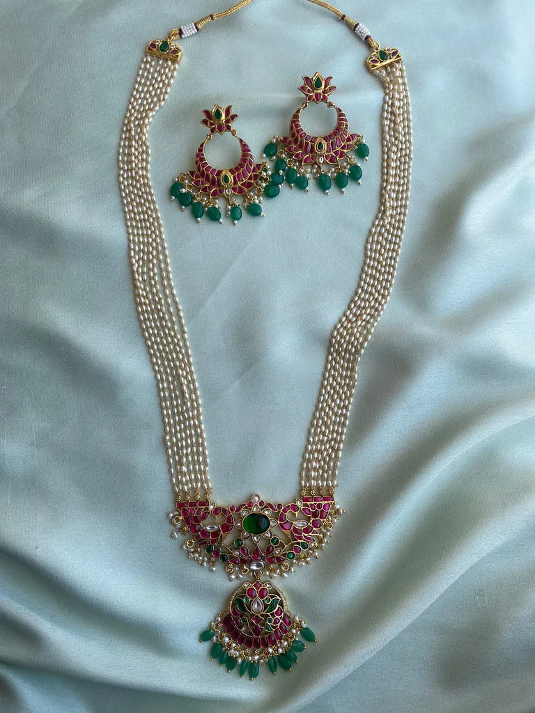 Pure Brass Kemp Pearl Haram with earrings